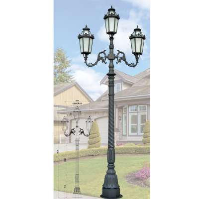 Three Heads decorative antique outdoor garden light pole RHS-16471